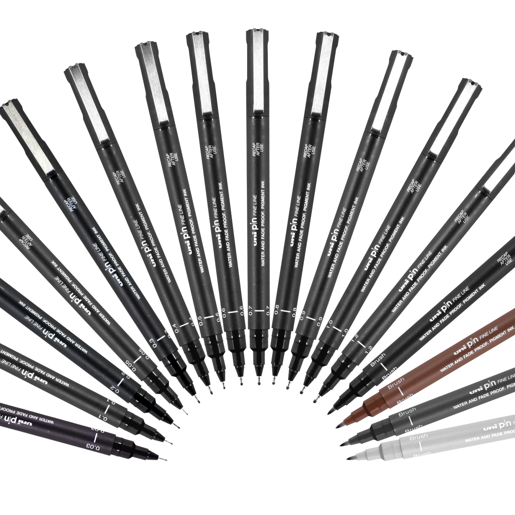 uni® Pin, Fineine Drawing Pens, Assorted Tips and Colors, 6 Count
