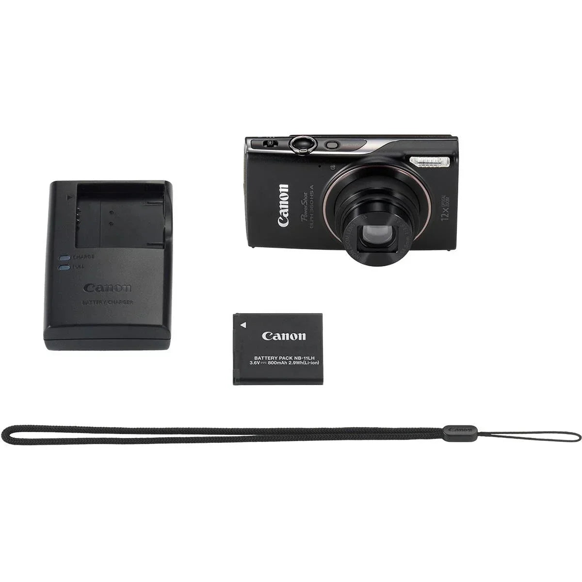 Canon PowerShot ELPH 360 HS Digital Camera Bundle with 64GB microSD Card, SD Ada