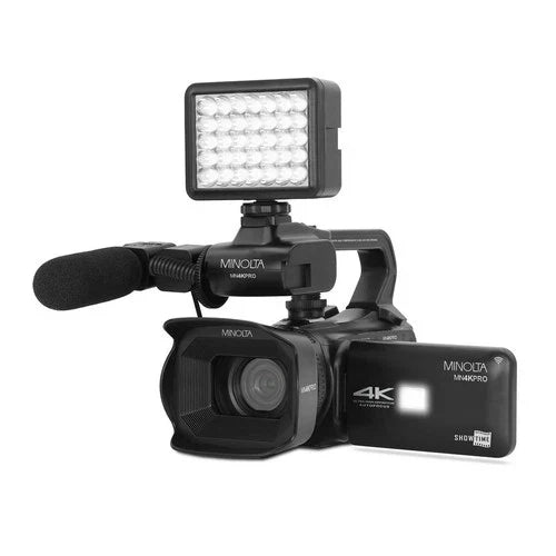 Minolta MN4KPRO 64MP 4K Camcorder Bundle with Tripod and Cleaning Accesories