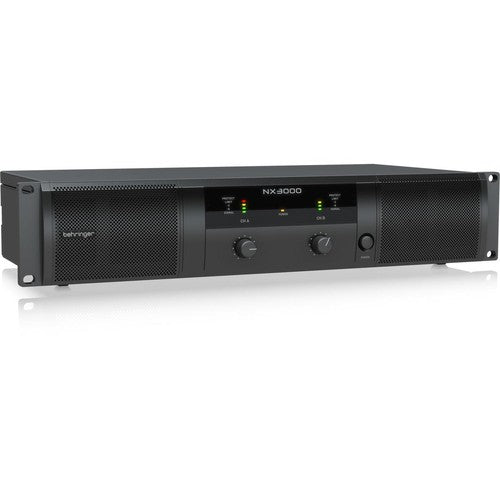 Behringer NX3000 3000W Ultra-Lightweight Class-D Power Amplifier, Bundle with 2x