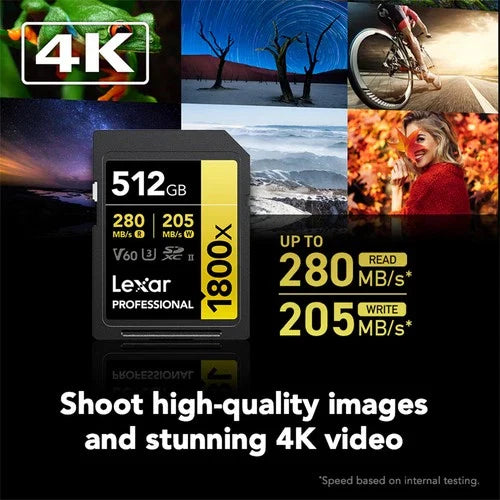 Lexar GOLD Series Professional 1800x 512GB UHS-II SDXC Memory Card