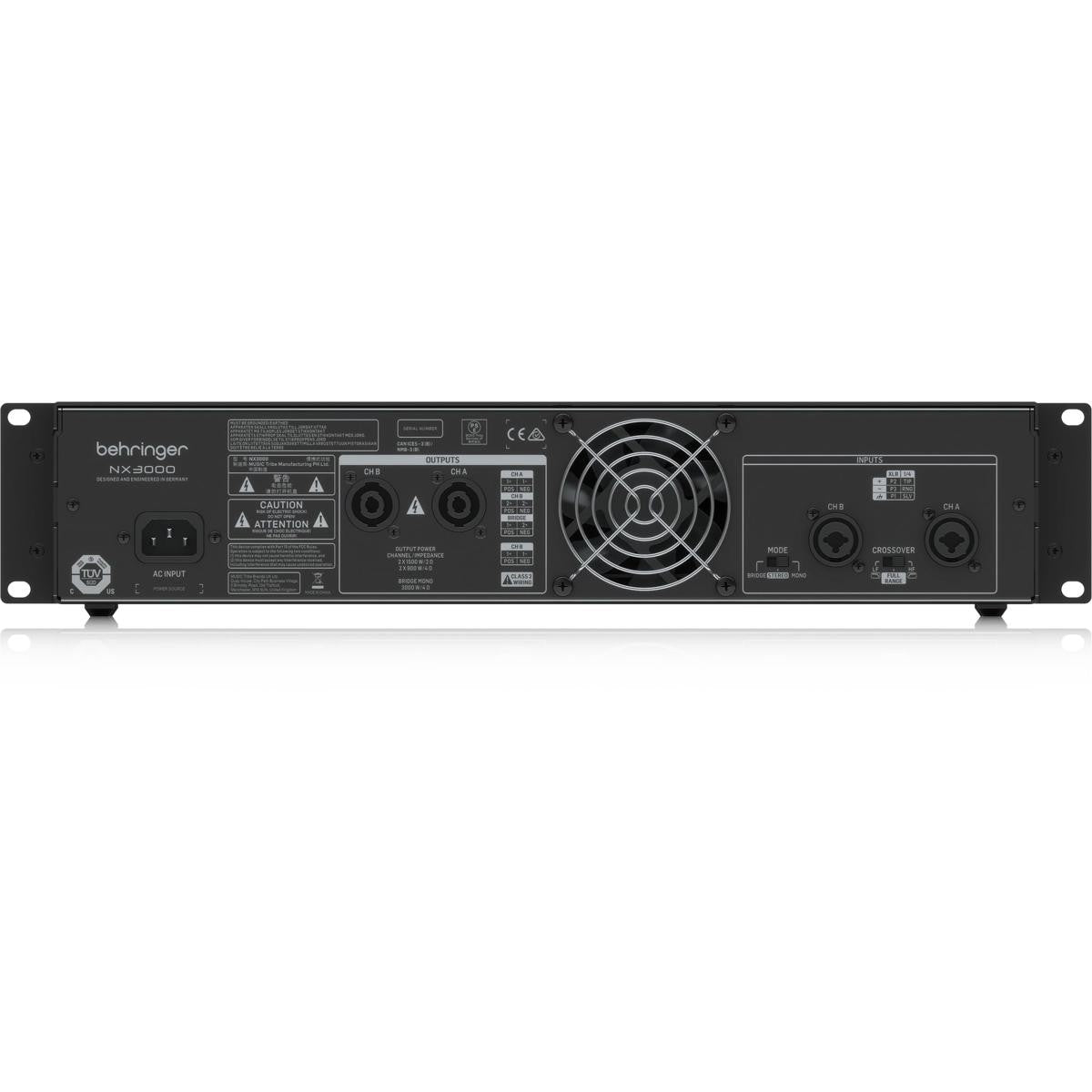 Behringer NX3000 3000W Ultra-Lightweight Class-D Power Amplifier, Bundle with 2x