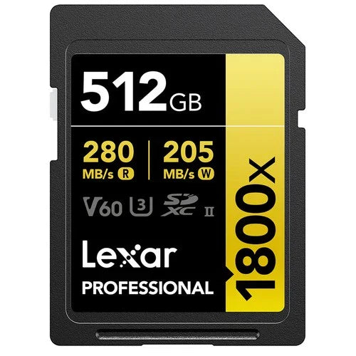 Lexar GOLD Series Professional 1800x 512GB UHS-II SDXC Memory Card