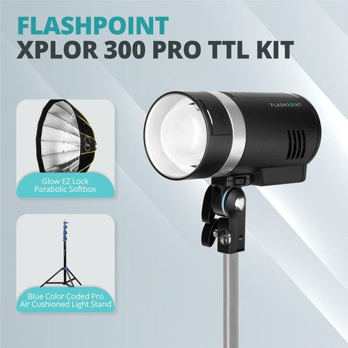 Flashpoint XPLOR 300 Pro TTL R2 Battery-Powered Monolight Bundle Direct Mount EZ